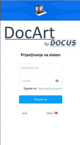 DocArt – mobilni prikaz aplikacije
